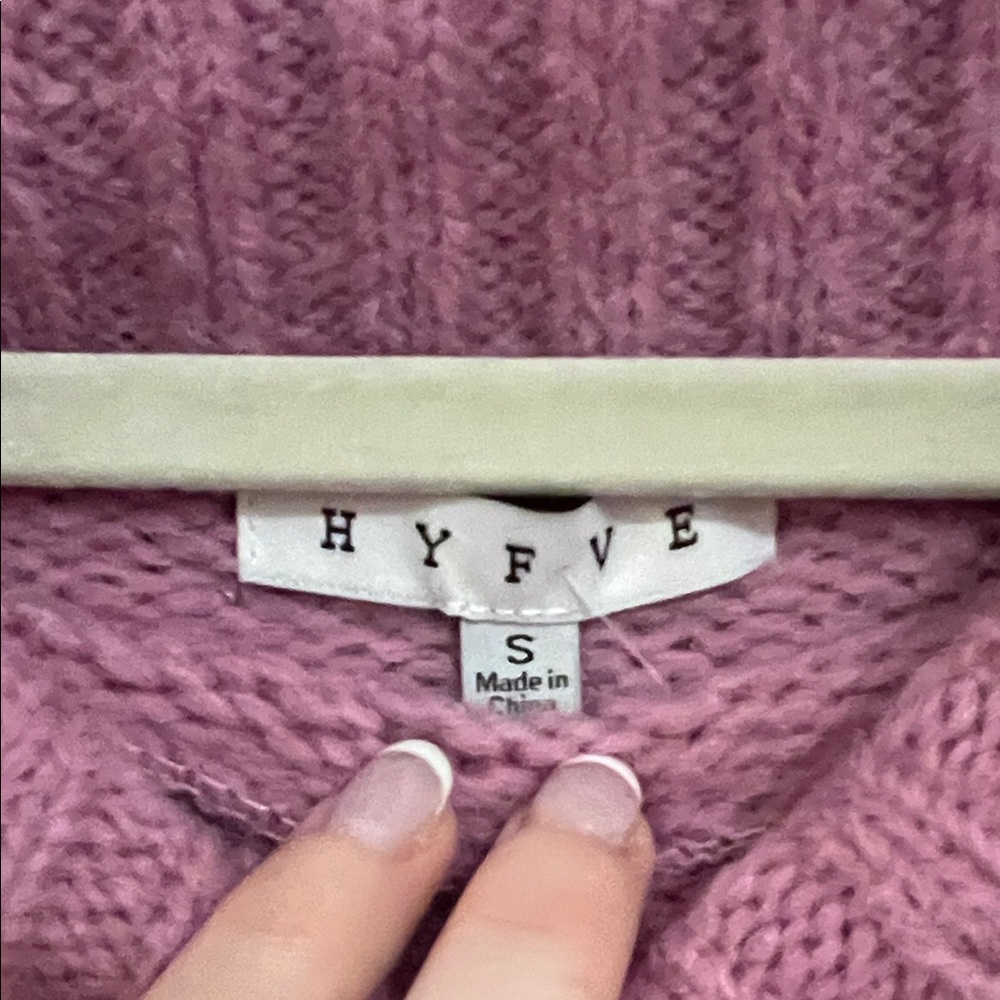 HYFVE Off-Shoulder Chunky Knit Pink Sweater - Picture 2 of 7